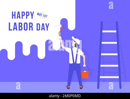 Alles gute zum Arbeitstag mit Handwerker Stock Vektor