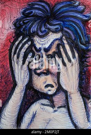 Die männliche Denkerin, Kunstillustrierung Stockfoto