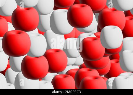 Abstract Red and White 3D Äpfel Stockfoto