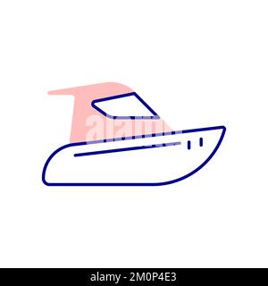 Electric Boat Icon, genießen Sie den Rand des Ozeans oder den See mit einem kleinen Boot. Stock Vektor