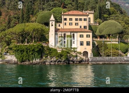 Villa del Balbianello ist ein historisches Gebäude in Lenno, am Ufer des Comer Sees, Lombardei, Italien. Stockfoto