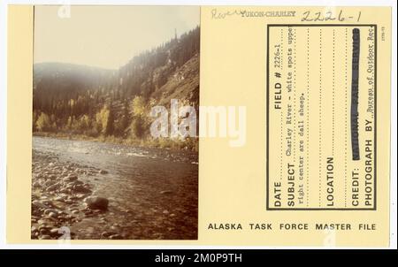 Charley River - Weiße Flecken oben rechts in der Mitte sind Dallschafe. Alaska Task Force Fotos Stockfoto