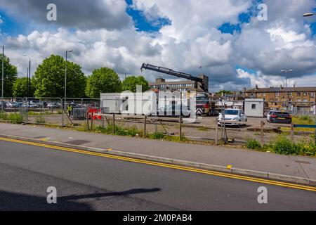 Covid-Teststation wird in Gravesend Kent abgebaut Stockfoto