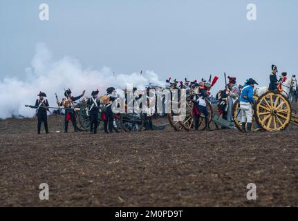 Austerlitzer Wiederaufbau-Schlacht 2022 in Tvarozna, Tschechische Republik Stockfoto