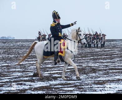 Austerlitzer Wiederaufbau-Schlacht 2022 in Tvarozna, Tschechische Republik Stockfoto