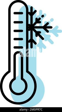 Isolierter einfarbiger Kaltthermometer-Icon-Vektor Stock Vektor