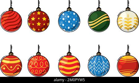 Set mit farbigen weihnachtsbällen Vector Stock Vektor
