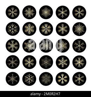 Vektorsatz verschiedener Schneeflocken-Symbole. Abbildung für Web Stock Vektor