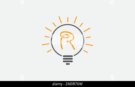 Logo für Elektrizitätslicht und Logo für Elektrizitätsfaser mit Vektordesign für Glühbirnen und Online-Vektorlogo für Glühlampen. Idea-Glühlampensymbol Stock Vektor