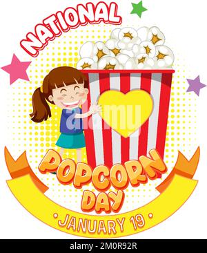 National Popcorn Day Banner Design Illustration Stock Vektor