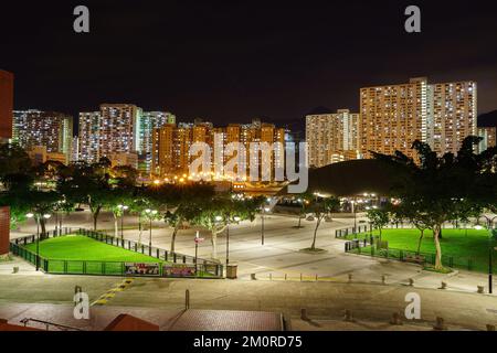 Park in den New Territories von Hong Kong in der Nacht Stockfoto