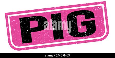 SCHWEINETEXT auf rosa-schwarzem Stempelschild. Stockfoto