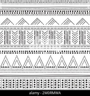 Glockenbecher Kultur inspiriert Vektor nahtlos gepunktetes Muster, prähistorisches Vase-Stil Retro Tribal Design aus Großbritannien, Irland, Andorra, Portugal Stock Vektor