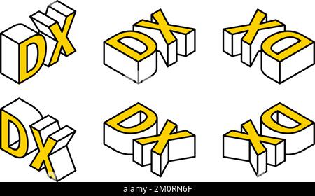 Einfacher 3D- und stereoskopischer Zeichensatz für DX Stock Vektor