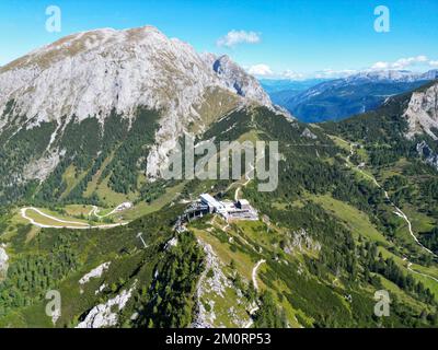 Jenner Mountain Jennerbahn Bavaria-Nationalpark mit Blick auf die Königssee-Drohne Stockfoto