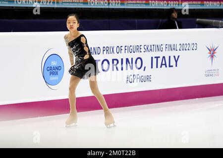 Minsol KWON (KOR), während der Junior Women Practice, beim ISU Grand Prix of Figure Skating Final 2022, in Palavela, am 8. Dezember 2022 in Turin, Italien. Kredit: Raniero Corbelletti/AFLO/Alamy Live News Stockfoto