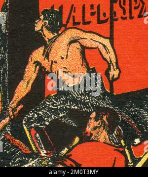 Das Poster "am Vorabend der Weltrevolution" (Russisch: Накануне всемирной революции) von Dmitry Moor, das erstmals 1920 in der UdSSR veröffentlicht wurde. Stockfoto