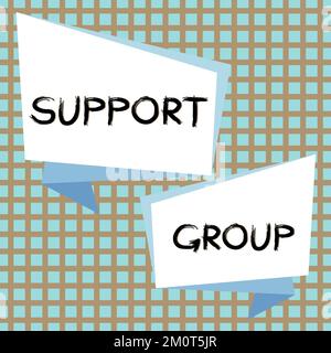 Schreiben mit Anzeige des Texts „Support-Gruppe“. Geschäftsüberblick Anzahl der Personen, die an Service Commitment beteiligt sind Stockfoto