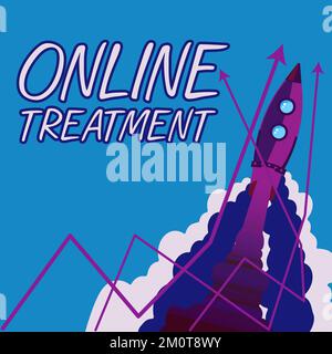 Text wird angezeigt Online-Bestrahlung wird geschrieben. Business-Showcase-Bereitstellung psychischer Gesundheitsberatung über das Internet Stockfoto