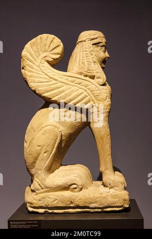 Italien, Toskana, Chiusi, etruskisches Nationalmuseum, Pietra fetida Beerdigung Sphinx Stockfoto