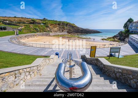 Spanien, Fürstentum Asturien, Llanes, Bühne am Camino del Norte, spanische Wallfahrtsroute nach Santiago de Compostela, Strand El Sablon Stockfoto
