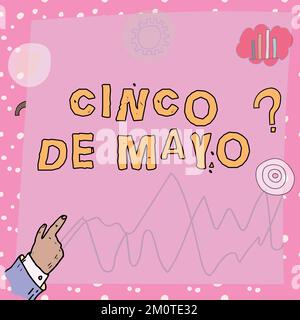 Handschrifttext Cinco De Mayo. Word for Mexican-American Celebration am 5. Mai Stockfoto