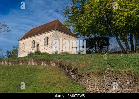 Frankreich, Allier, das Dorf Herisson mit der Aufschrift Petites Cites de Caractere, Calvaire-Kapelle, Bourbonnais Stockfoto