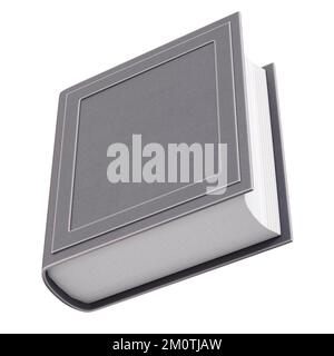 Graues Buch isoliert auf weißem Hintergrund. 3D-Rendering Stockfoto