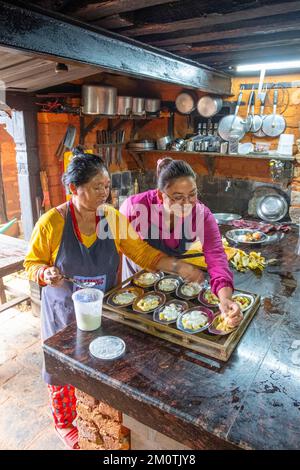 Nepal, Nuwakot, umweltfreundliche Lodge die berühmte Farm, renoviert auf einer alten Farm Stockfoto