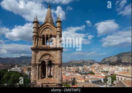 Italien, Sizilien, Palermo, UNESCO-Weltkulturerbe, Kathedrale Notre-Dame-de-l'Assomption, Blick auf die Stadt vom Dach Stockfoto