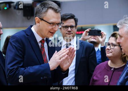 Brüssel, Belgien. 08.. Dezember 2022. Bence Retvari, Minister, wird am 8. Dezember 2022 an einer Tagung des Europäischen Rates "Inneres" in Brüssel (Belgien) teilnehmen. Kredit: ALEXANDROS MICHAILIDIS/Alamy Live News Stockfoto