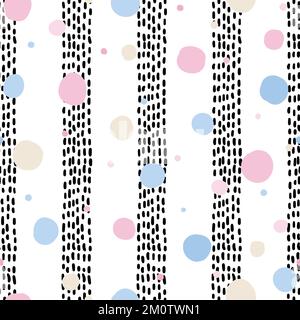 Abstrakte pastellfarbene Vektoren nahtlose Musterlinien und Punkte Stock Vektor