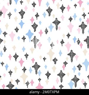 Pastellfarbene Sternenmuster mit abstrakten Vektoren. Isoliert auf weiß. Stock Vektor