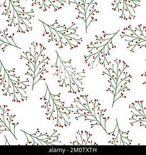 Die Zweige der roten Beeren isolierten ein nahtloses Vektormuster Stock Vektor