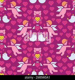 Pinkfarbenes Vektormuster am Valentinstag im Hintergrunddesign Stock Vektor