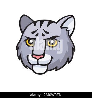 Katzenkopf. Vektor-Cartoon Comic-Doodle-Illustration, Maskottchen, Figur, Symbol, Logo der Katze. Stock Vektor
