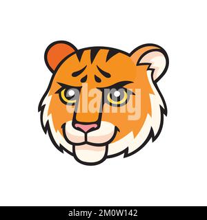 Tigerkopf. Vektor-Cartoon-Comic-Doodle-Illustration, Maskottchen, Figur, Symbol, Logo des Tigers. Stock Vektor