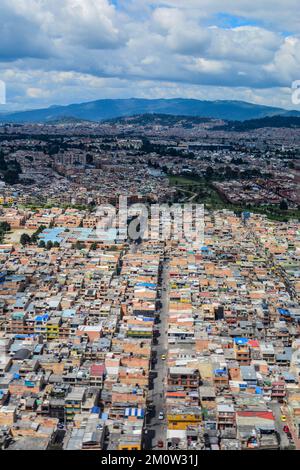 Bogota Kolumbien vom Flugzeug Kopierraum Bild Reiseziel Stockfoto