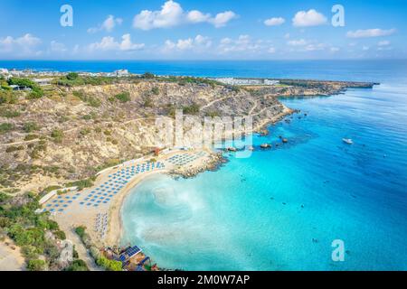 Landschaft mit Konnos-Strand in Protaras, Zypern Stockfoto