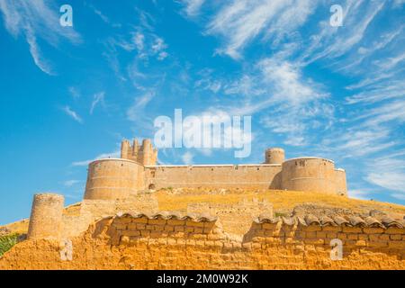 Mittelalterliche Burg. Berlanga de Duero, Provinz Soria, castilla Leon, Spanien. Stockfoto