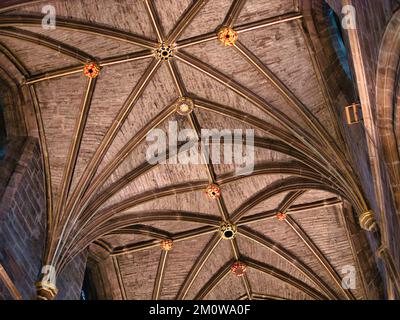 Steingewölbe in der Thistle Chapel in der St Giles' Cathedral in der Altstadt von Edinburgh, Schottland, Großbritannien Stockfoto