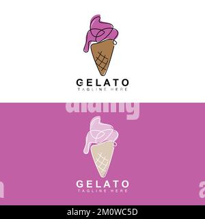 Eiscreme Gelato Logo Design, Sweet Soft Cold Food, Vector Markenprodukte Stock Vektor