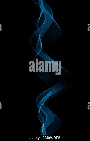 Transparent wellig rauchig glatter blauer Wellenfluss auf dunklem Hintergrund Broschüre, Banner, Poster, Einband, Präsentation, Verkauf. Stock Vektor