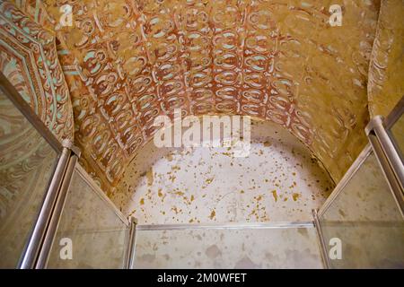 Wandmalereien in Bezeklik Tausend Buddha Höhlen außerhalb Turpan, Xinjiang Autonome Region, China. Stockfoto