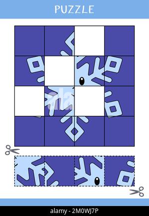 Puzzle für Kinder. Suchen Sie die fehlenden Teile des Bildes. Einfaches Lernspiel. Schneiden und kleben Stockfoto