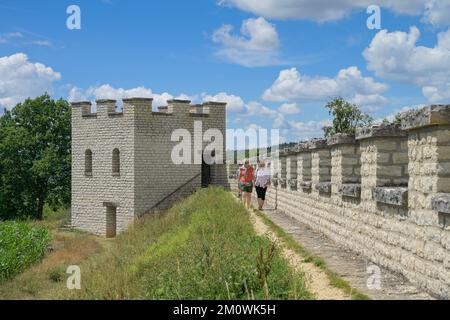 Rekonstruierung Römerkastell Pfünz, Altmühltal, Bayern, Deutschland Stockfoto