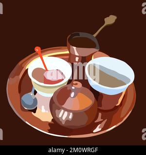 Türkischer Kaffee mit rahat lokum Illustration Stock Vektor