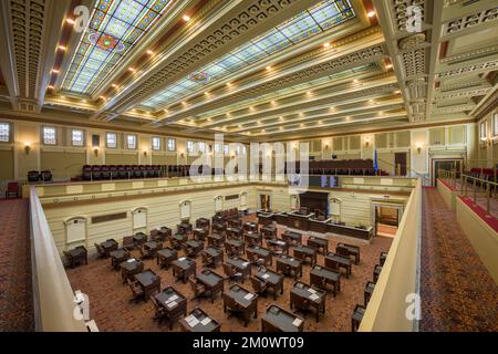 Senatskammer aus der Galerie des Oklahoma State Capitol in Oklahoma City, Oklahoma Stockfoto