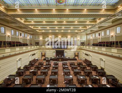 Senatskammer aus der Galerie des Oklahoma State Capitol in Oklahoma City, Oklahoma Stockfoto