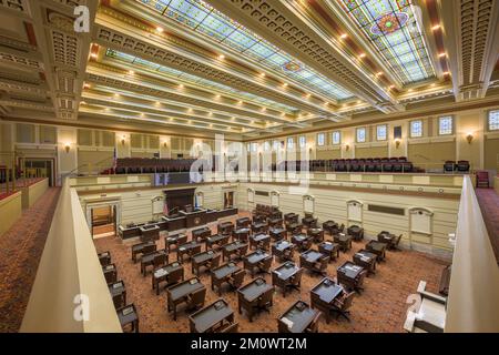 Senatskammer aus der Galerie des Oklahoma State Capitol in Oklahoma City, Oklahoma Stockfoto